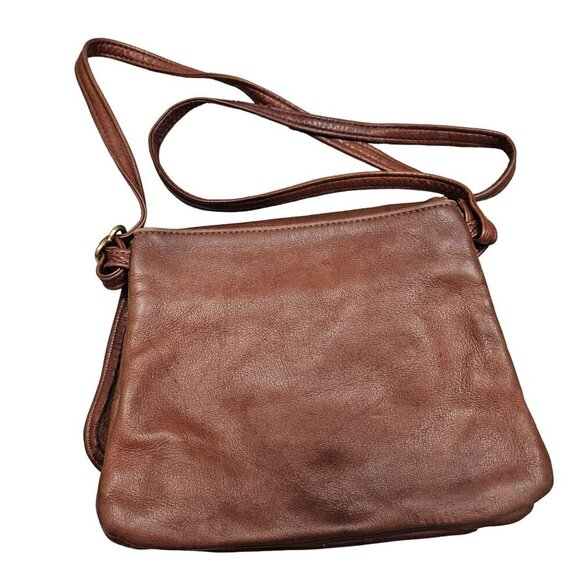 Vintage Victoria Leather Brown‎ Crossbody Tulip Bag Multiple Storage Pockets - Picture 2 of 16